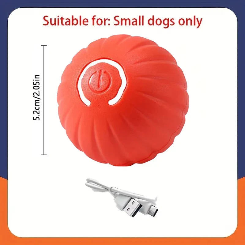 Automatic Interactive Dog Toy Ball USB Rechargeable Rolling Bouncing Chew Toy for Puppies to Large Dogs — Sizes 5.2 cm / 6.7 cm (2.05 in / 2.64 in) Orange NG China Mainland