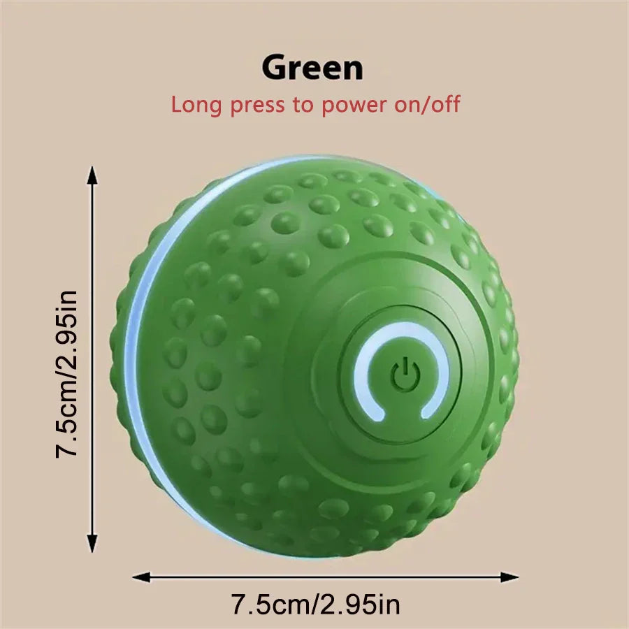 Automatic Interactive Dog Toy Ball USB Rechargeable Rolling Bouncing Chew Toy for Puppies to Large Dogs — Sizes 5.2 cm / 6.7 cm (2.05 in / 2.64 in) Green YD China Mainland