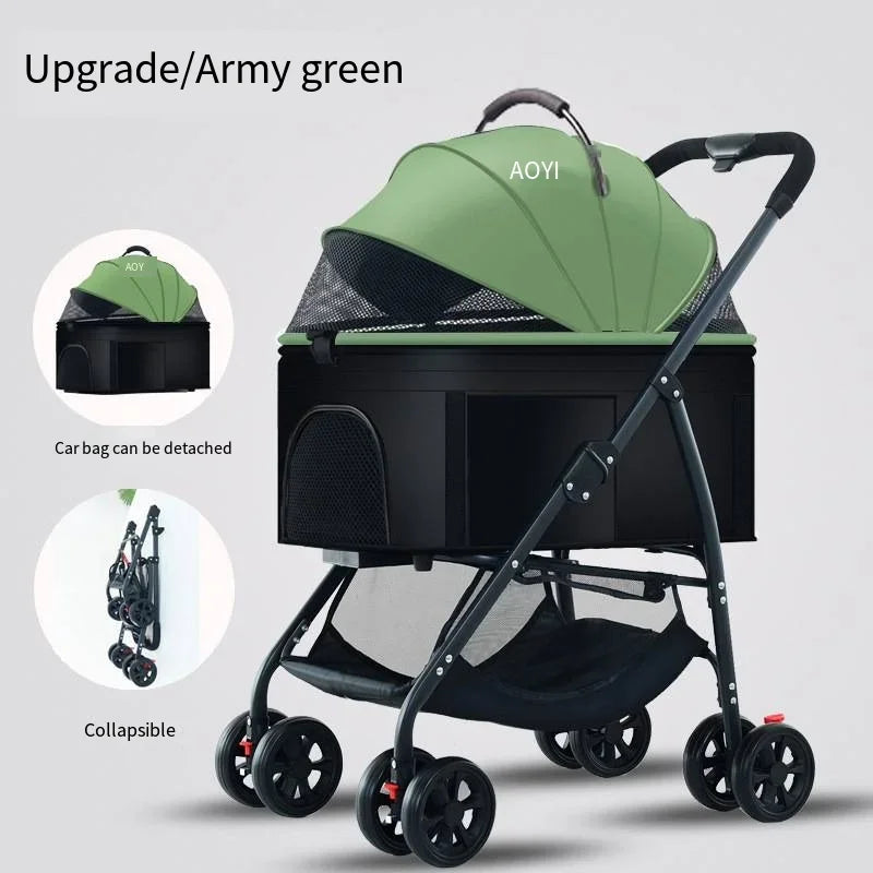 Lightweight Foldable Pet Stroller for Small and Medium Dogs & Cats Portable Outdoor Pet Carrier on Wheels green China Mainland