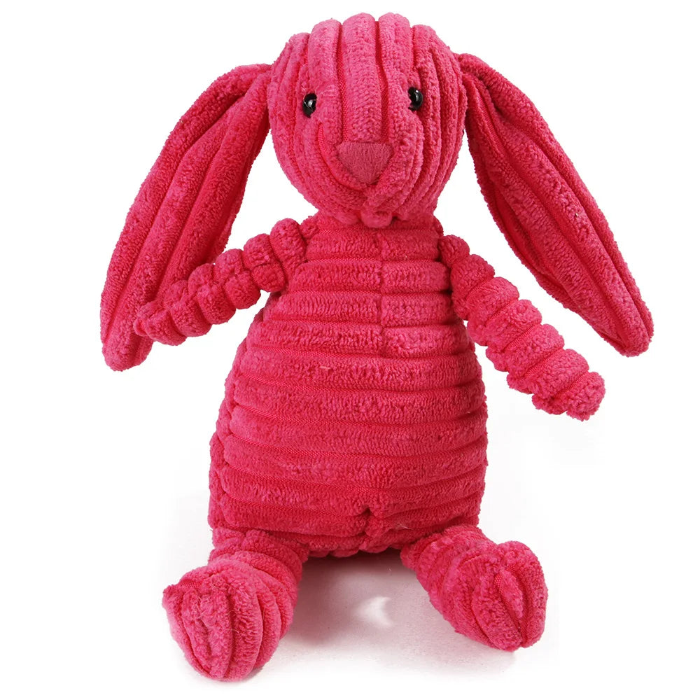 Dog Chew Toy Corduroy Plush Squeaky Molar Tooth Cleaner Training Toy for Large Dogs Monkey and Pig Designs rabbit