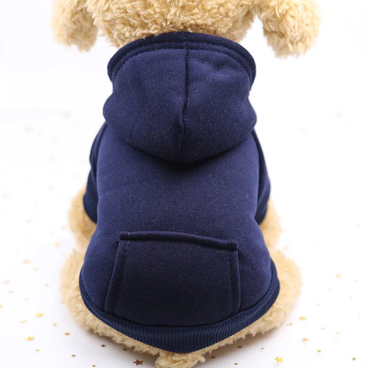 Pet Dog Clothes For Small Dogs Clothing Warm Clothing for Chihuahua Coat Puppy Outfit Pet Clothes for French Bulldog Hoodies Navy blue