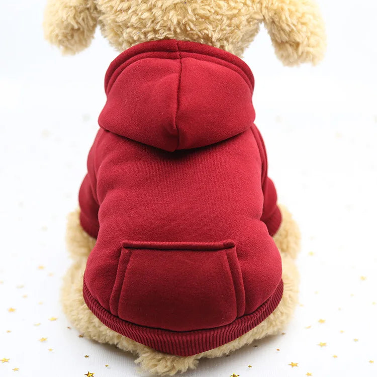 Pet Dog Clothes For Small Dogs Clothing Warm Clothing for Chihuahua Coat Puppy Outfit Pet Clothes for French Bulldog Hoodies Wine red