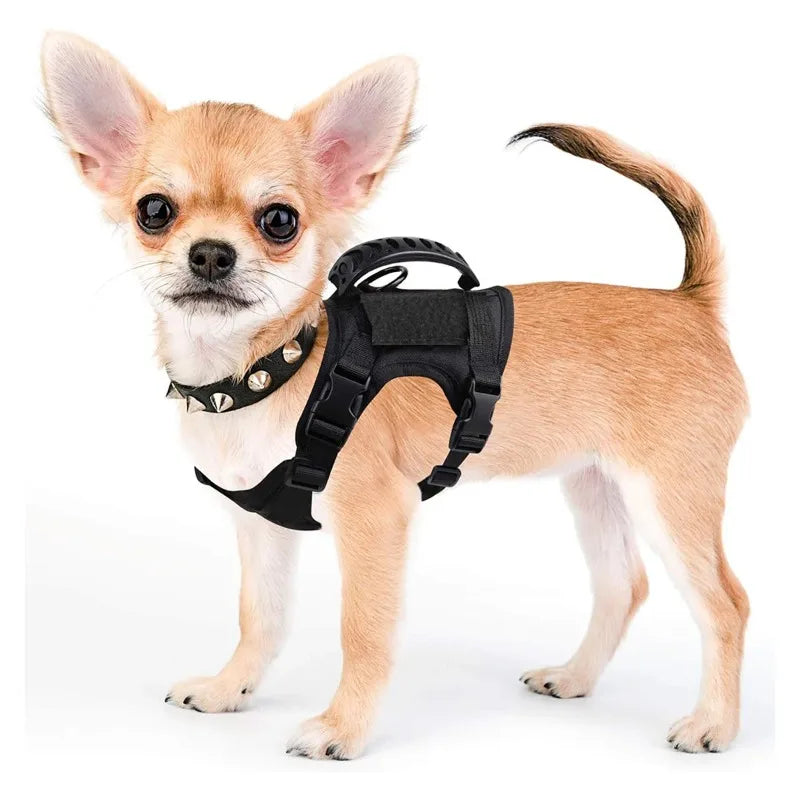 Tactical Small Dog Harness For Puppy Cats Adjustable Kitten Vest Harnesses For Military Dogs Working Training Walking Free Size