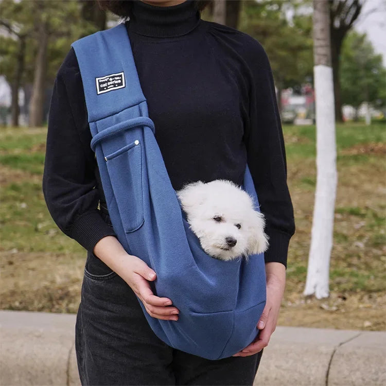 Pet Sling Carrier for Small Dogs & Cats – Crossbody Shoulder Bag, Portable Travel Puppy & Cat Carrier, Holds up to 7.5 kg (16.5 lb) blue