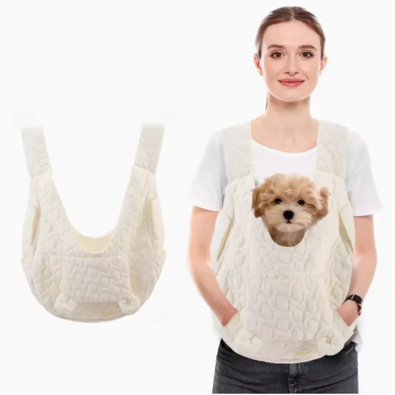 Pet Front Carrier Backpack - Waterproof Wind-Resistant Chest Bag for Dogs & Cats, Fits Pets up to 8.8 lb (4 kg) white M