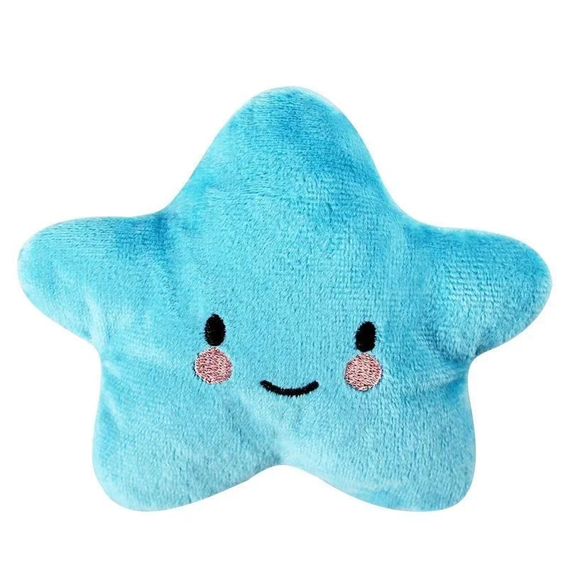 Squeaky Plush Pentagram Pet Toy for Dogs & Cats, Soft Fleece Squeaker, 3.9-5.1 in (10-13 cm) Blue