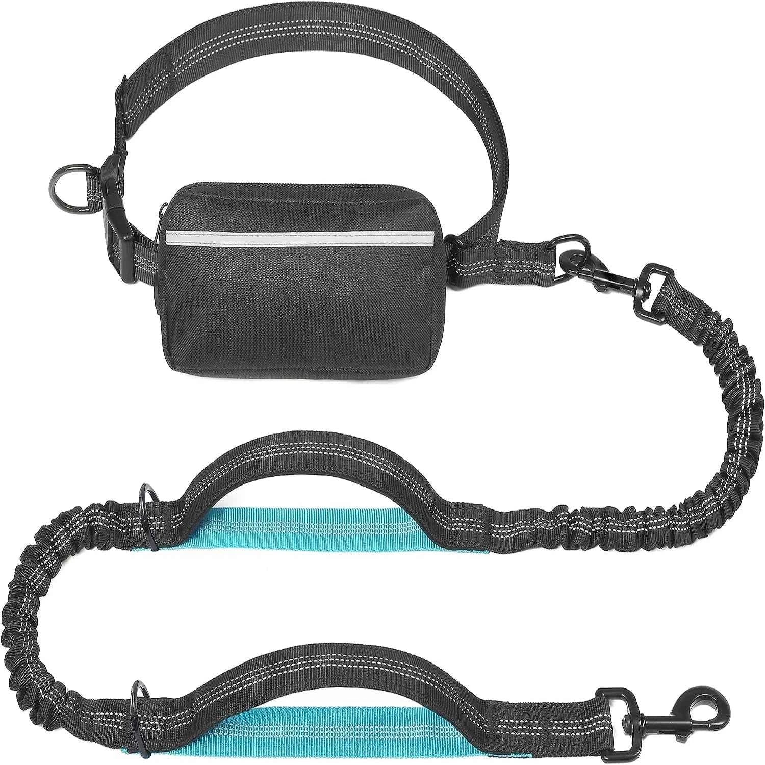 Walk Free: Hands-Free Dog Leash with Zipper Pouch Large Black