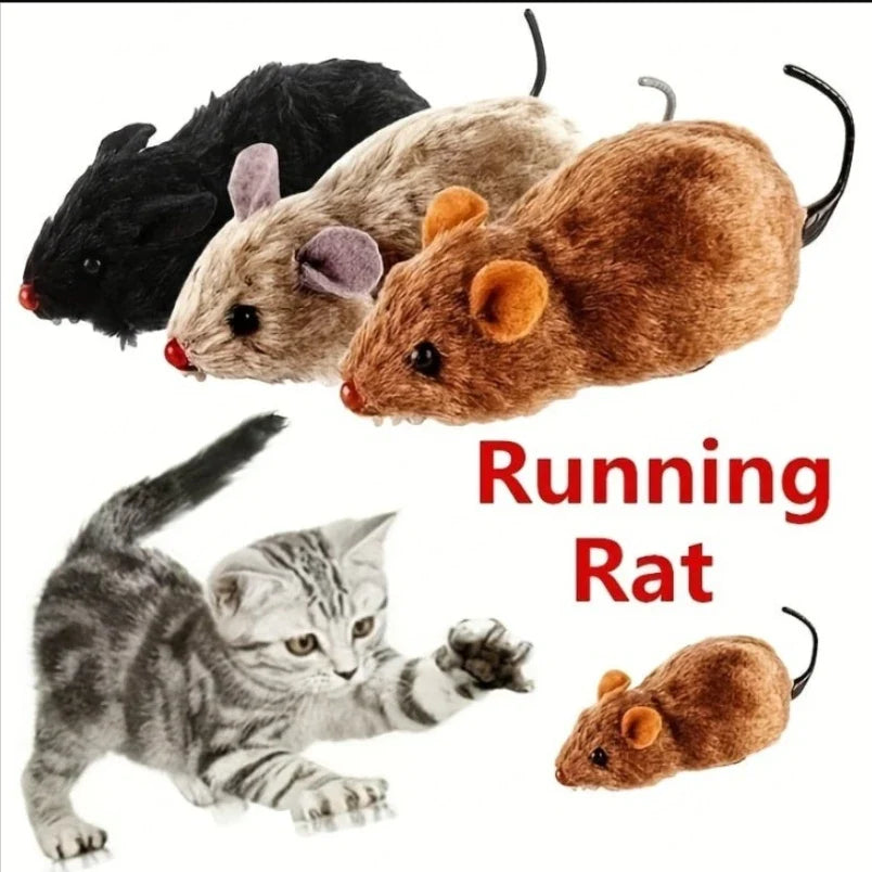 Wind-Up Lifelike Plush Running Mouse Toy for Cats & Dogs — Interactive Pet Toy with Tail (1-Pack, Assorted Colors) Default Title