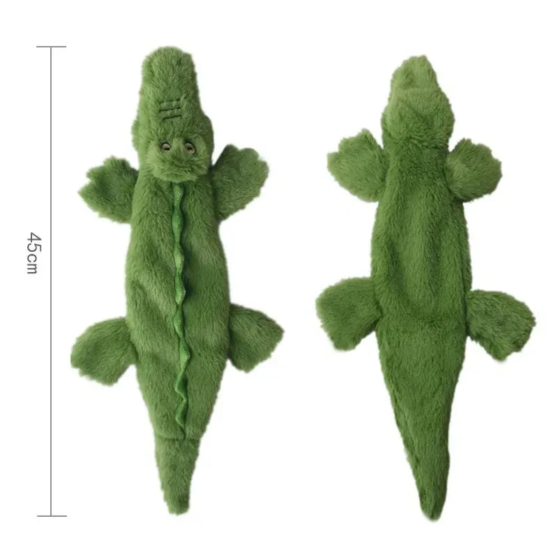 No-Stuffing Squeaky Dog Toy - Durable Simulated Animal Plush with Crinkle and Chew-Resistant Design Crocodile