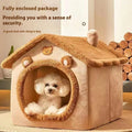 House Style Pet Bed for Small Dogs & Cats - All Season Removable Washable Dog House Winter Warm Teddy Bed Pet Supplies yellow