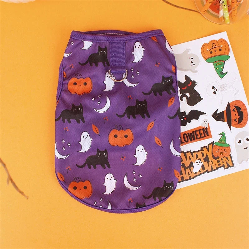 Pet Dog Clothes for Dog Pet Costume Clothes For Small Dogs Cat Vest T Shirts Chihuahua Cool Puppy Clothing For Kitty Halloween PURPLE