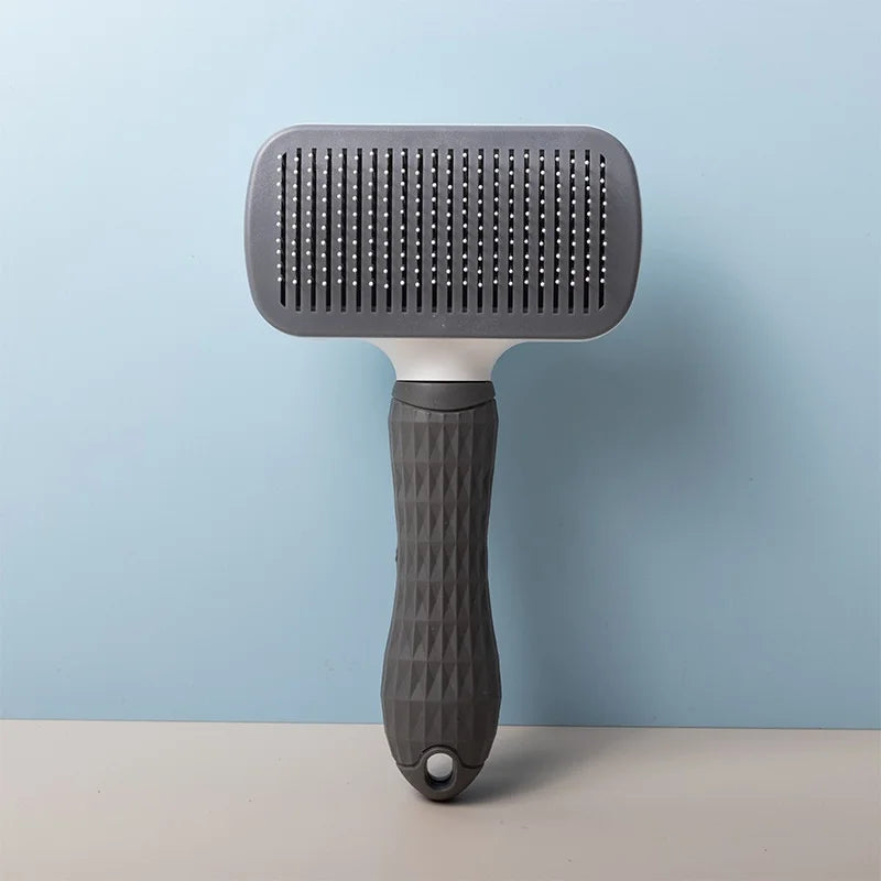 Pet Deshedding Comb | Self Cleaning Needle Brush for Dogs and Cats Gray 1