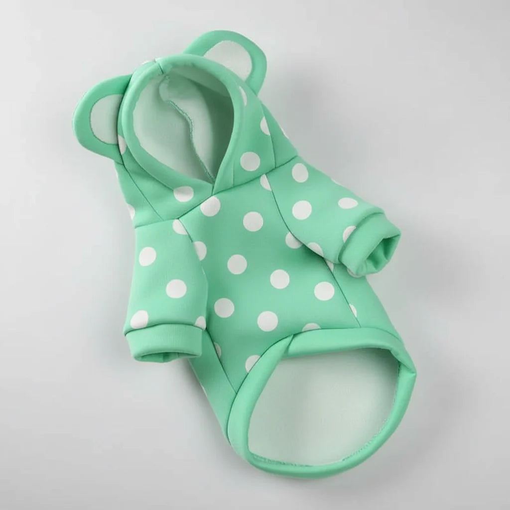 Cute Hairless Cat Hoodie Sweater – Warm Sphynx Pet Clothing Green