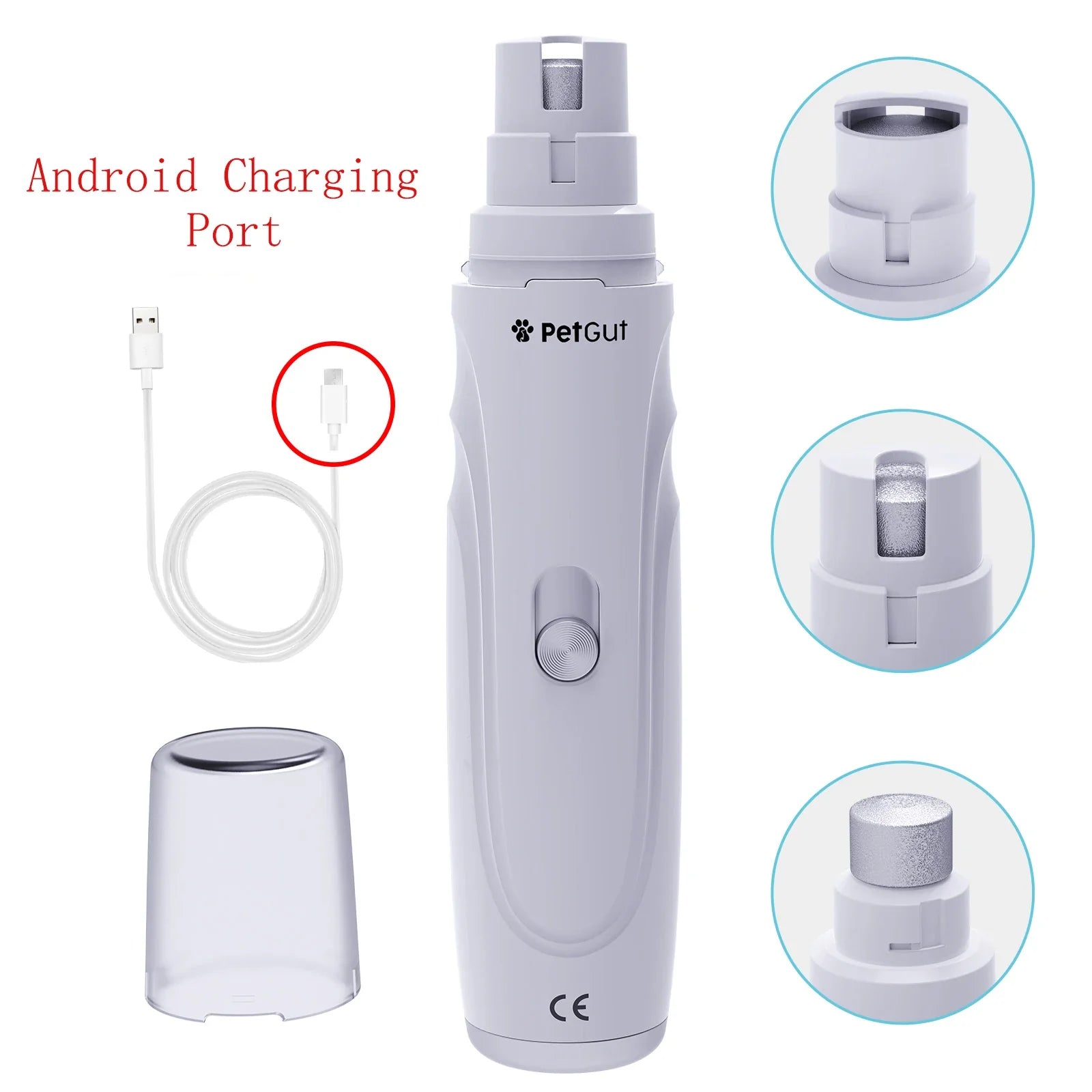 USB Rechargeable Electric Pet Nail Grinder - Quiet Dog & Cat Nail Trimmer, 2-Speed 3-Port Diamond Bit 1 Set 1