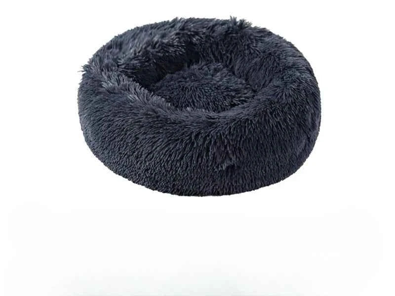 Calming Round Plush Pet Bed — Anxiety Relief for Dogs & Cats dark grey 40cm