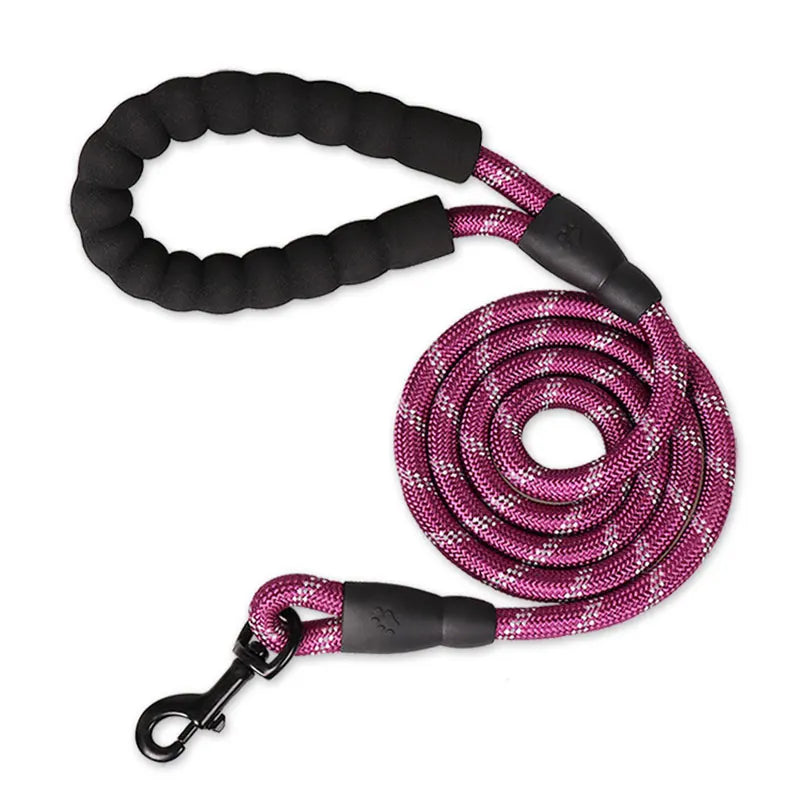 Reflective Heavy-Duty Nylon Dog Leash - 150/200/300cm (59/79/118 in | 5/6.6/9.8 ft) - Quick-Release for Small to Large Dogs pruple