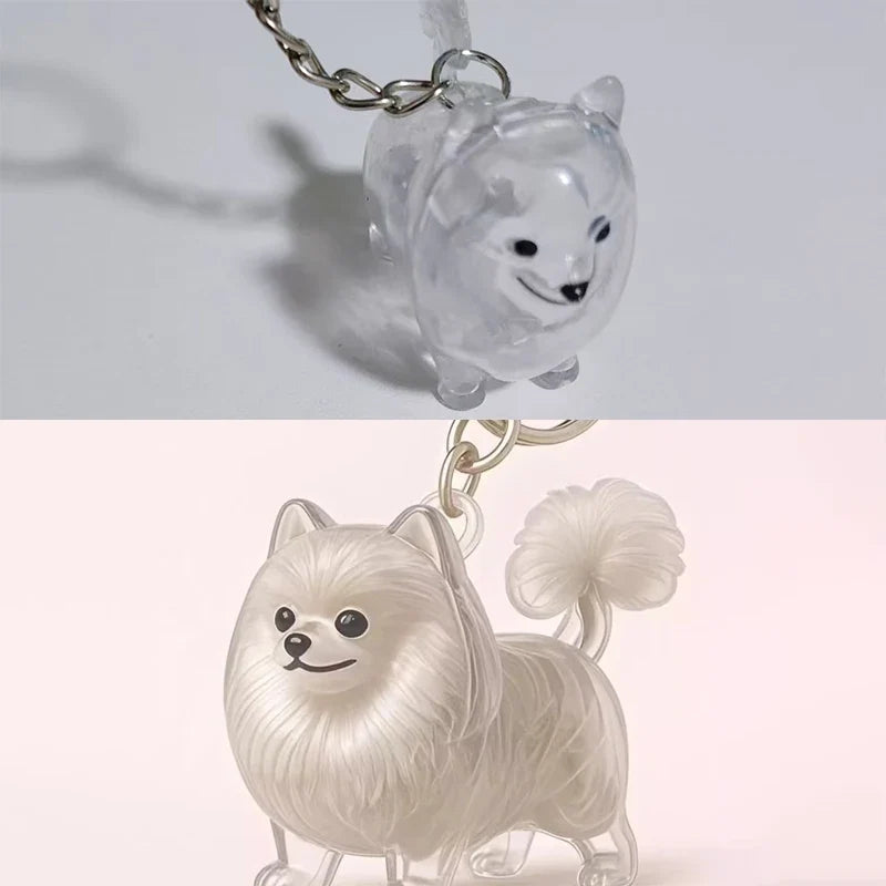 Clear Puppy Hair Memorial Keychain | Pet Fur Keepsake Capsule DIY Pendant A22