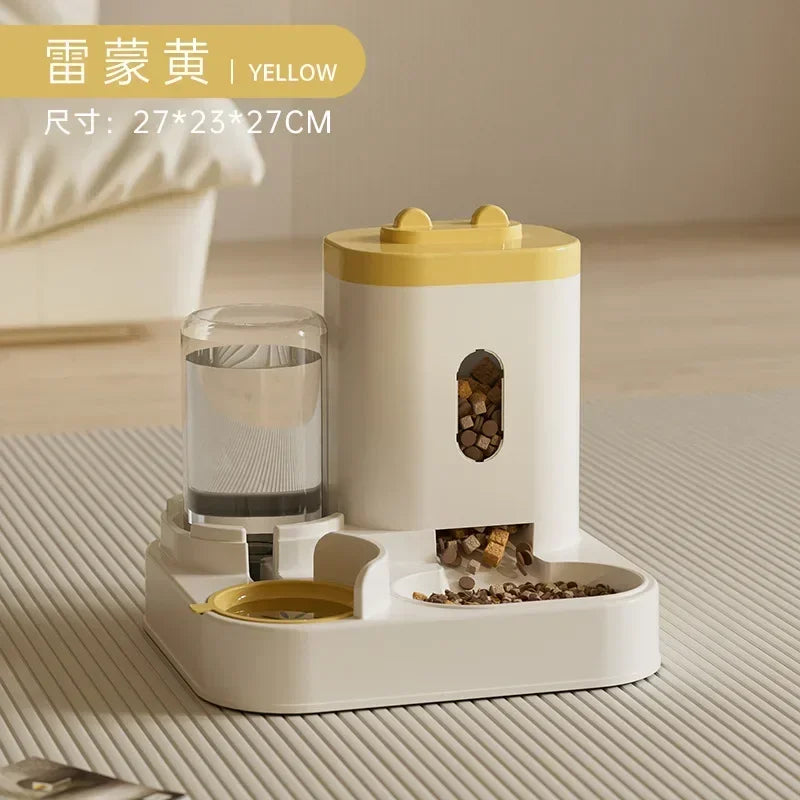 Automatic Gravity Pet Feeder with Water Fountain – Large Capacity Dog & Cat Food Dispenser Gold 2L|L