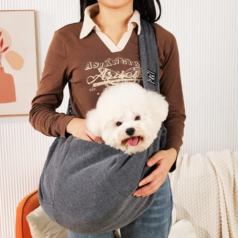 Pet Sling Carrier for Small Dogs & Cats – Crossbody Shoulder Bag, Portable Travel Puppy & Cat Carrier, Holds up to 7.5 kg (16.5 lb) dark gray
