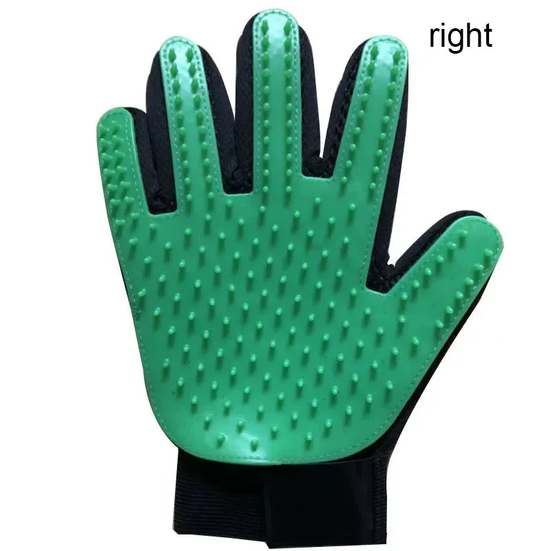 Silicone Pet Grooming Glove – Single Right-Hand Deshedding Brush & Massage Mitt for Dogs & Cats, 16×24 cm (6.3×9.4 in) green right