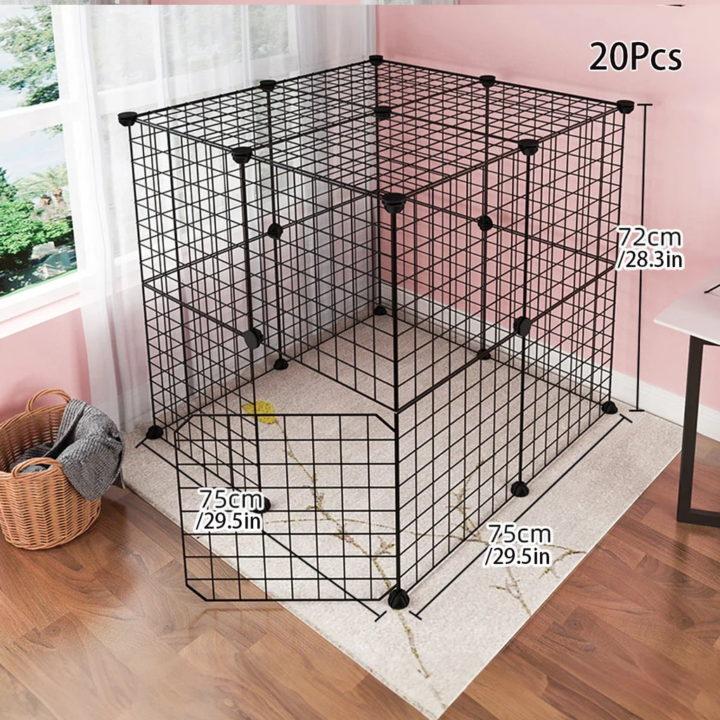 Pet Fence Dog Cage Indoor Encrypted Iron Mesh Fence Cat Cage Free Splicing Rabbit Guinea Pig Chinchilla Fence SL178-B20 DIY Cage