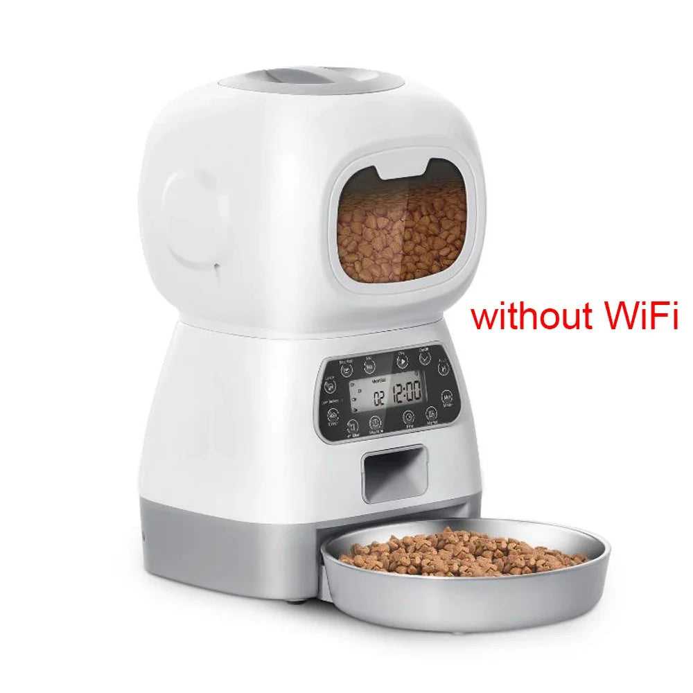 3.5L Automatic Pet Feeder For Cats WiFi Smart Swirl Slow Dog Feeder With Voice Recorder Large Capacity Timing Cat Food Dispenser Key Control No APP