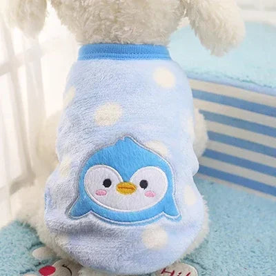 Cartoon Fleece Pet Sweater – Winter Warm Dog & Cat Coat (XXS-XL) United States Blue Penguin
