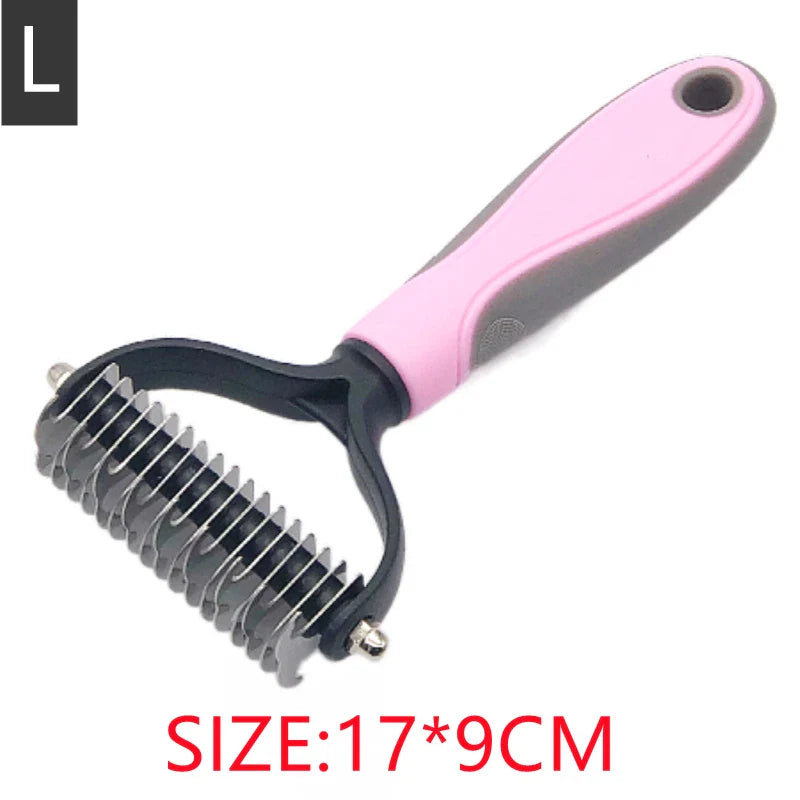 Professional Pet Hair Removal Comb | Shedding Tool for Dogs and Cats Pink-L