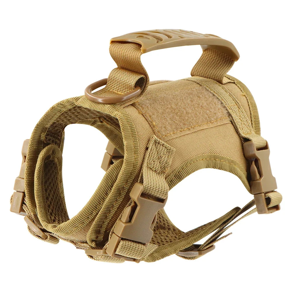 Tactical Puppy Harness For Small Dogs Adjustable Cat Harnesses Vest For Military Service Dogs Training Kitten Cat Accessories Brown harness