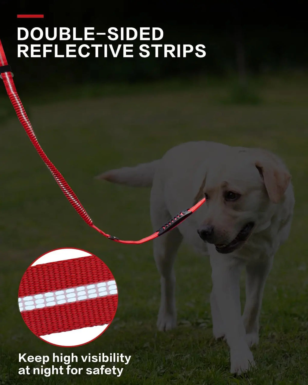 Tactical Dog Leash Heavy Duty, 4-6FT Shock Absorbing Bungee Lead with 2 Padded Handle, Metal Carabiner Clip, Car Seatbelt, Stron