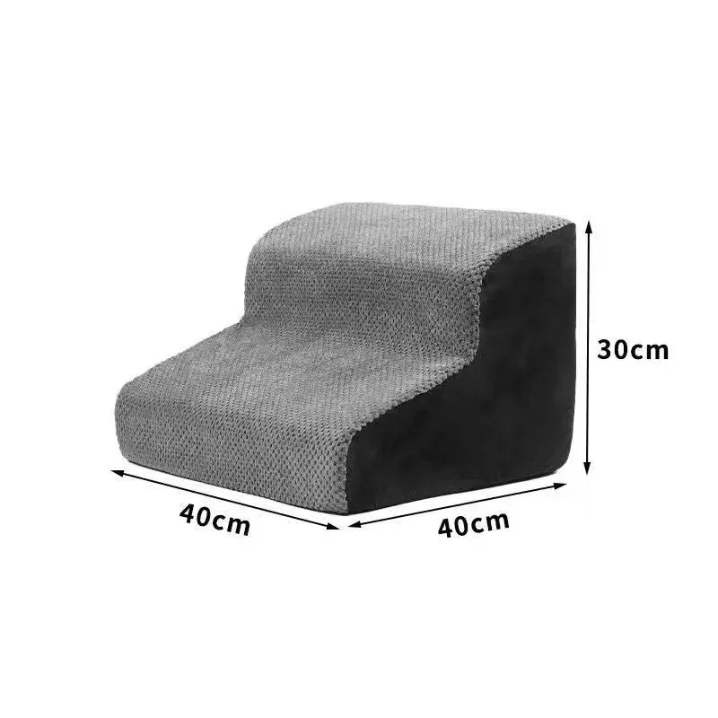Adjustable 1-3 Step Washable Pet Ramp & Dog Stairs for Sofa and Bed Easy to Assemble Grey-2