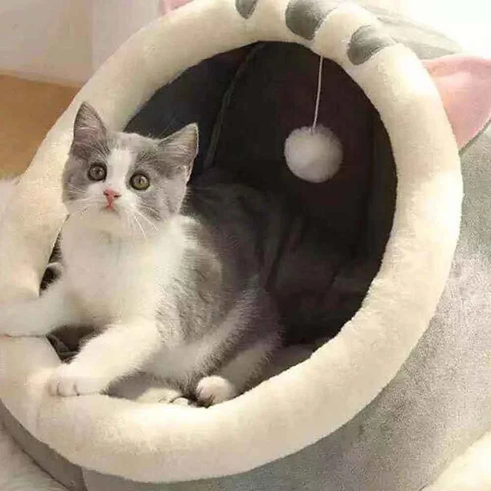 Snoozify Calming Cat/Dog Bed (Up to 18.8 in) - Cozy Semi-Enclosed Nest