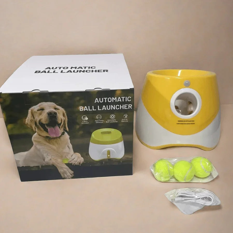 Automatic Dog Ball Launcher – Rechargeable USB Interactive Tennis Thrower, 5.8 cm Balls for Medium & Large Dogs orange