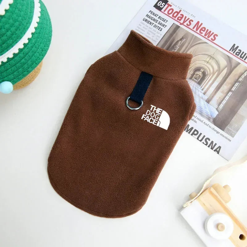 Fleece Warm Dog Sweater Vest — Autumn Winter Coat for Small Dogs (Chihuahua, French Bulldog, Yorkie) Brown