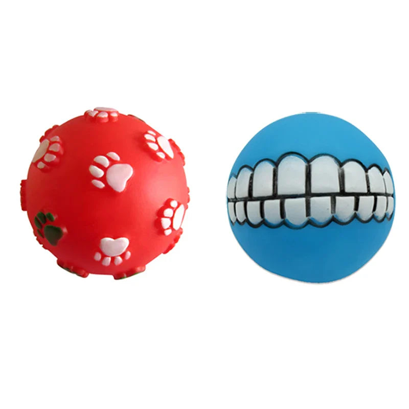 Squeaky Pet Dog Ball Toy for Small Dogs | Interactive Rubber Chew Toy Ball Set 5 1pcs random color Default