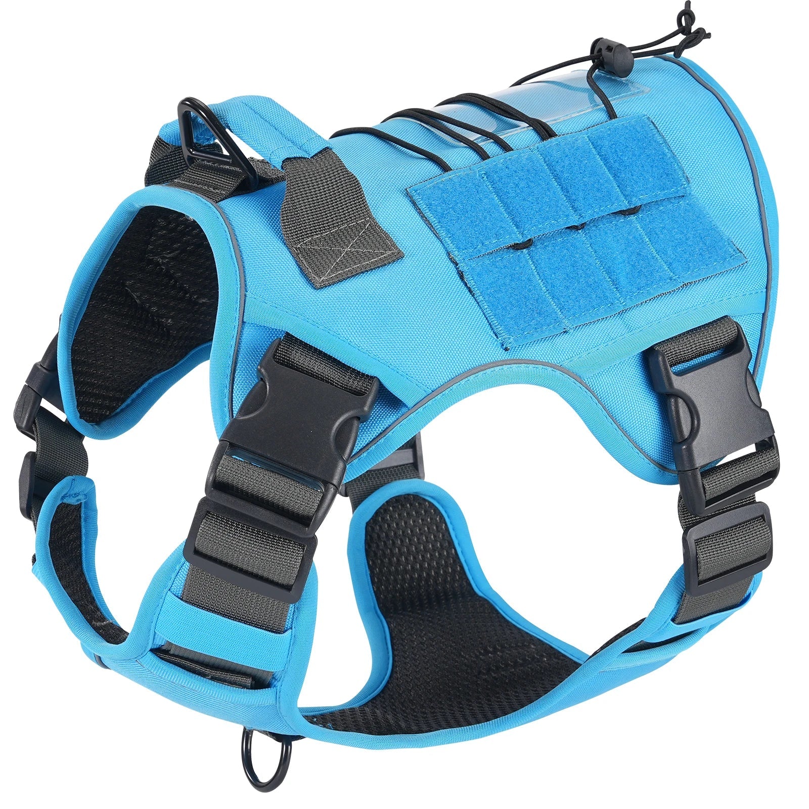 Tactical Dog Harness for Small Medium Large Dogs No Pull Adjustable Pet Harness Reflective Working Training Easy Control Vest Blue