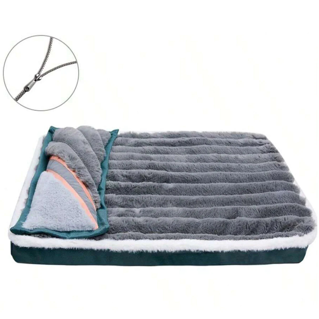 Washable Waterproof Dog Bed Mat with Removable Zipper Cover – Egg Crate Foam Pet Cushion for Large Dogs (M/L/XL/XXL, 19.7–47.2 in | 50–120 cm) Pillow gray