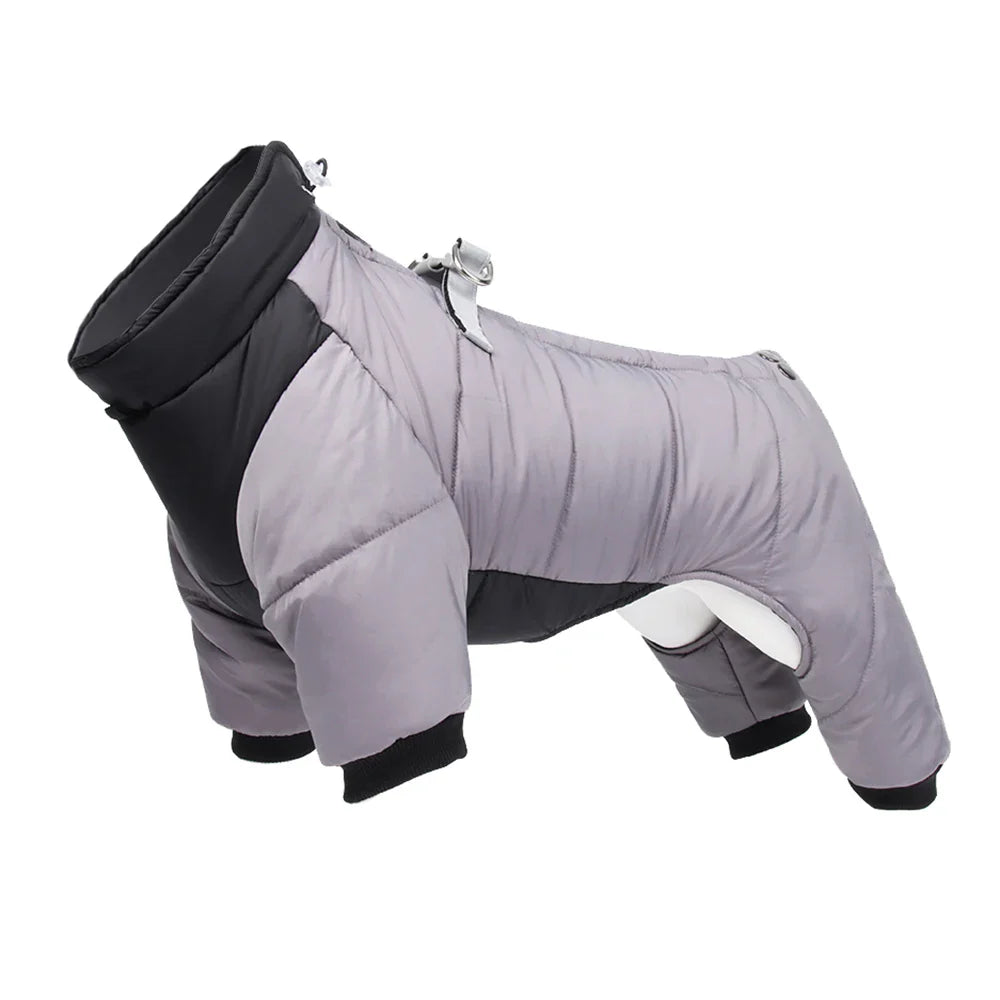 Waterproof Padded Winter Dog Jacket – Warm Thick Coat for Small & Medium Dogs (Chihuahua, French Bulldog, Pug) Hook and Loop Gray
