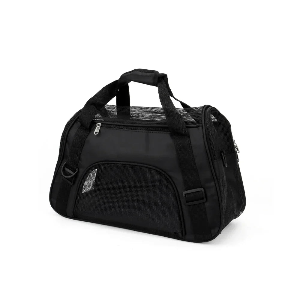 Portable Mesh Pet Carrier Bag – Breathable Foldable Travel Handbag for Small Dogs & Cats Black