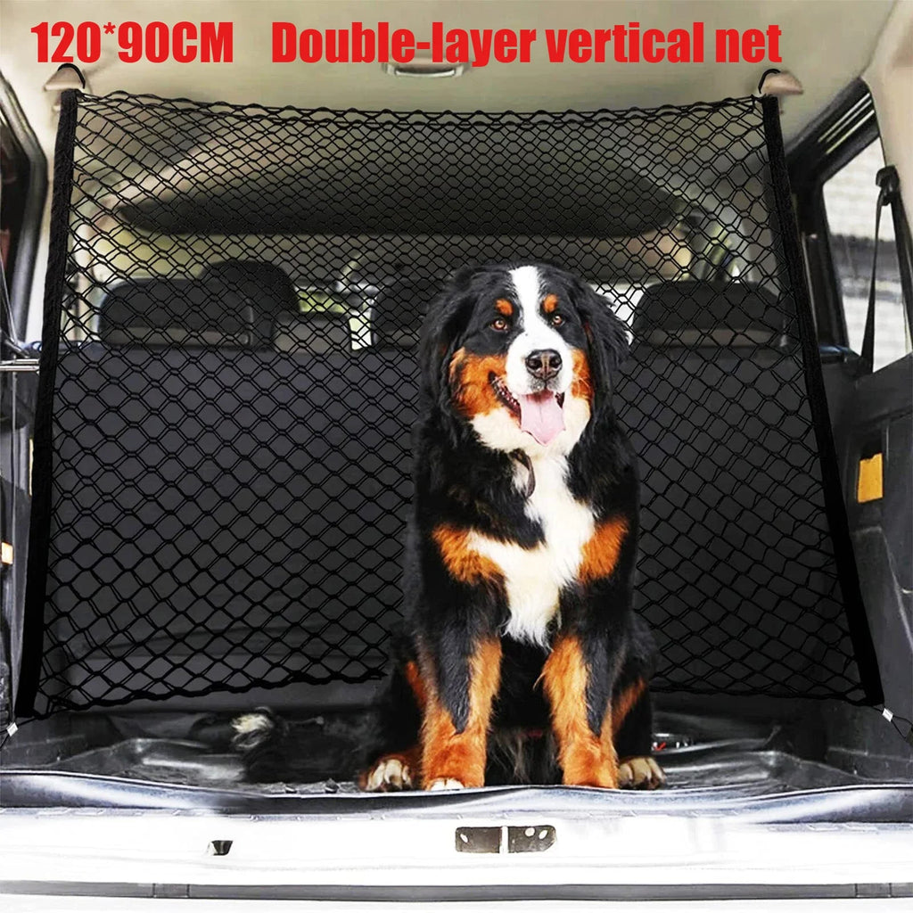 120X90CM Car Trunk Fence Pet Dog Isolation Protective Net Durable Elastic Isolation Double Layer Nets Safety Fence for Any Car 120X90cm 1PC