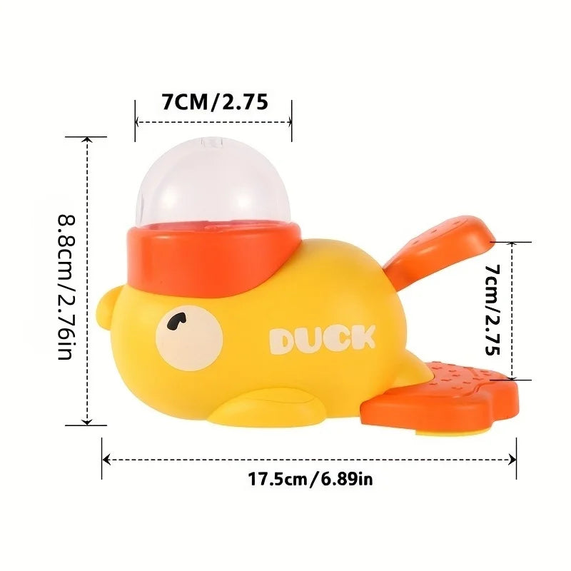 Interactive Dog Cat Toy Pet Automatic Food Treat Dispenser Cartoon Duck Design Slow Food Pet Snack Feeder for Dogs Cats Training Yellow