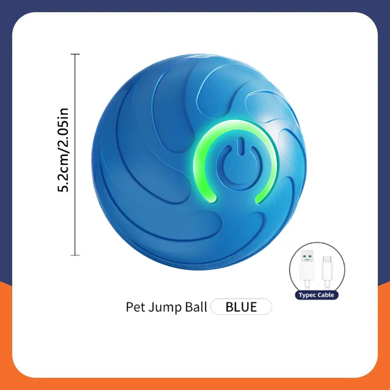 Automatic Interactive Dog Toy Ball USB Rechargeable Rolling Bouncing Chew Toy for Puppies to Large Dogs — Sizes 5.2 cm / 6.7 cm (2.05 in / 2.64 in) Blue LW China Mainland