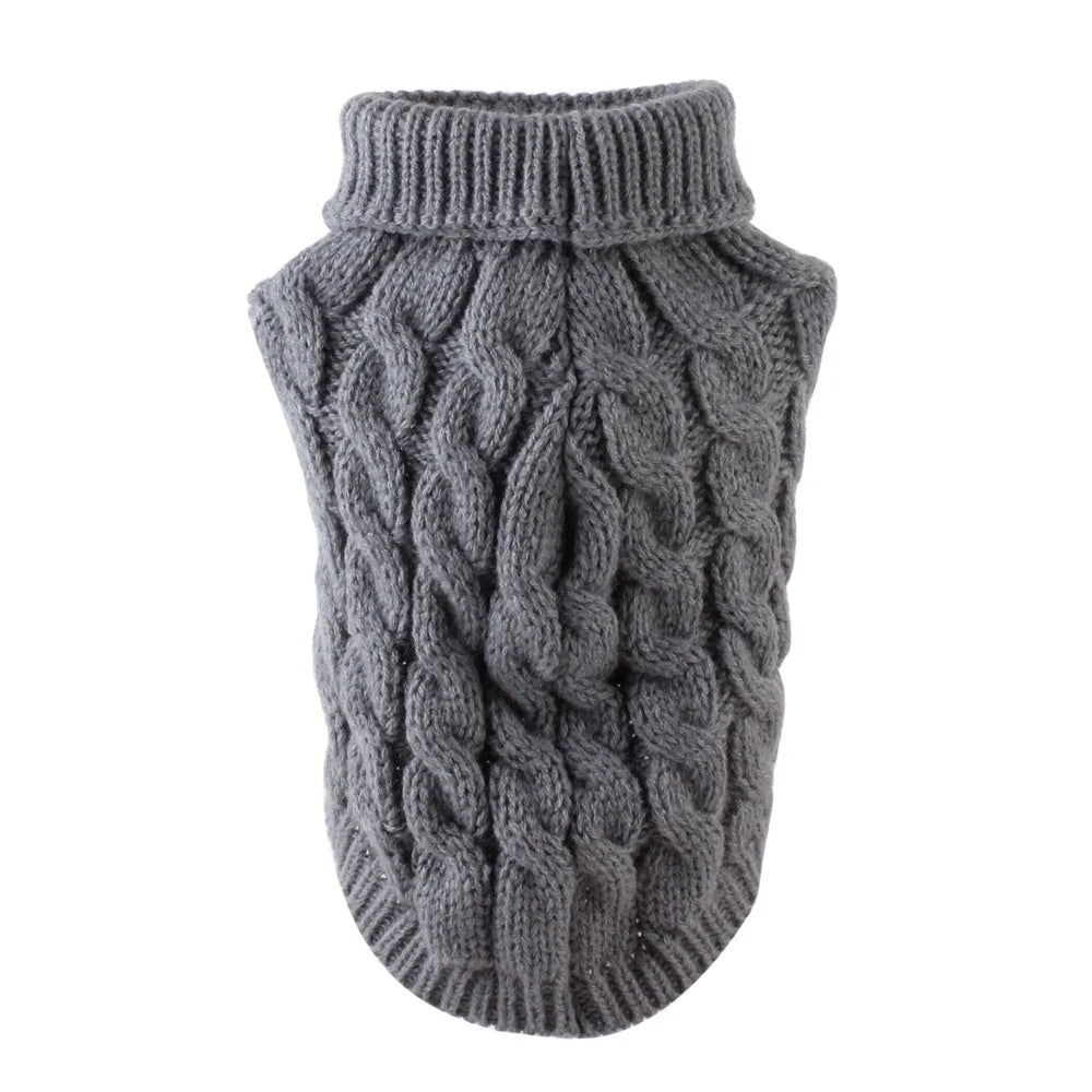 Classic Solid Knit Dog Sweater | Warm Winter Pullover for Small Breeds Gray Default