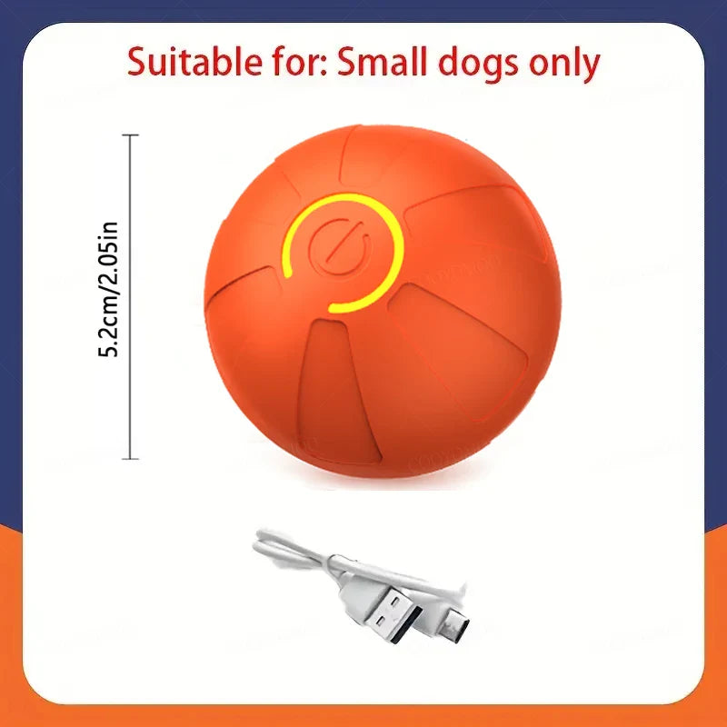 Automatic Interactive Dog Toy Ball USB Rechargeable Rolling Bouncing Chew Toy for Puppies to Large Dogs — Sizes 5.2 cm / 6.7 cm (2.05 in / 2.64 in) Orange SP China Mainland