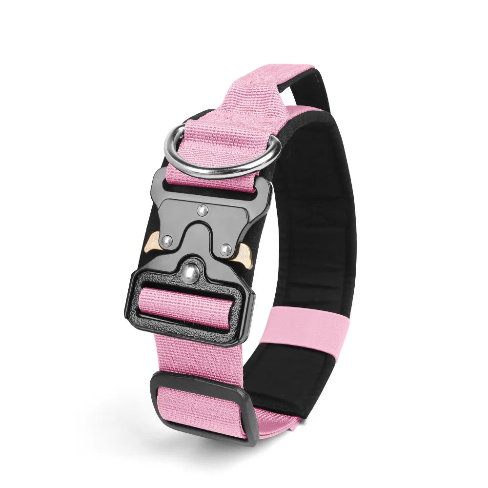 Tactical Dog Collar for Medium to Large Dogs 8 Colors Pet Collar Durable Comfortable Harness for Training And Control Pink China Mainland