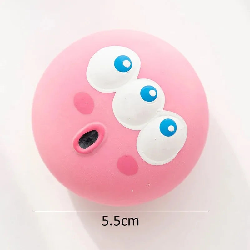 Dog Squeaky Chew Ball - Bite-Resistant Rubber Dental Cleaning Toy Pink