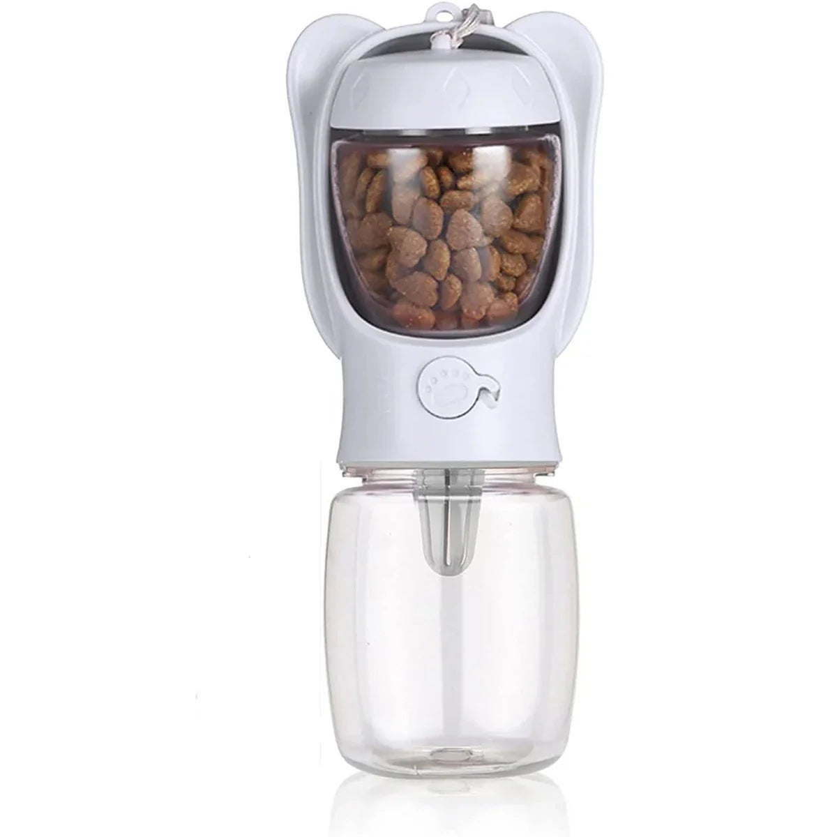 Dog Water Bottle Pet Dispenser with Detachable Food Container Leak-Proof Lock for Travel and Hiking White M