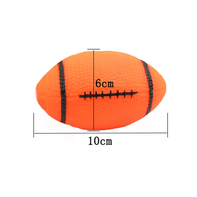 Squeaky Pet Dog Ball Toy for Small Dogs | Interactive Rubber Chew Toy Football 1pcs random color Default