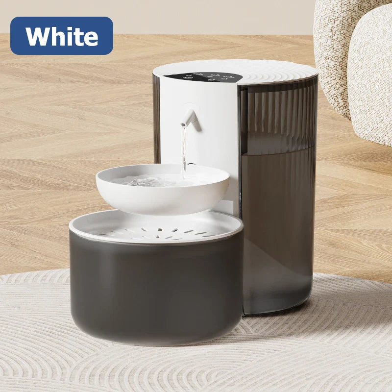 Smart Dump Pet Water Dispenser Wireless Automatic Drinking Fountain Rechargeable Water Feeder Ideal For Cats, Small & Medium Dog S White 3L