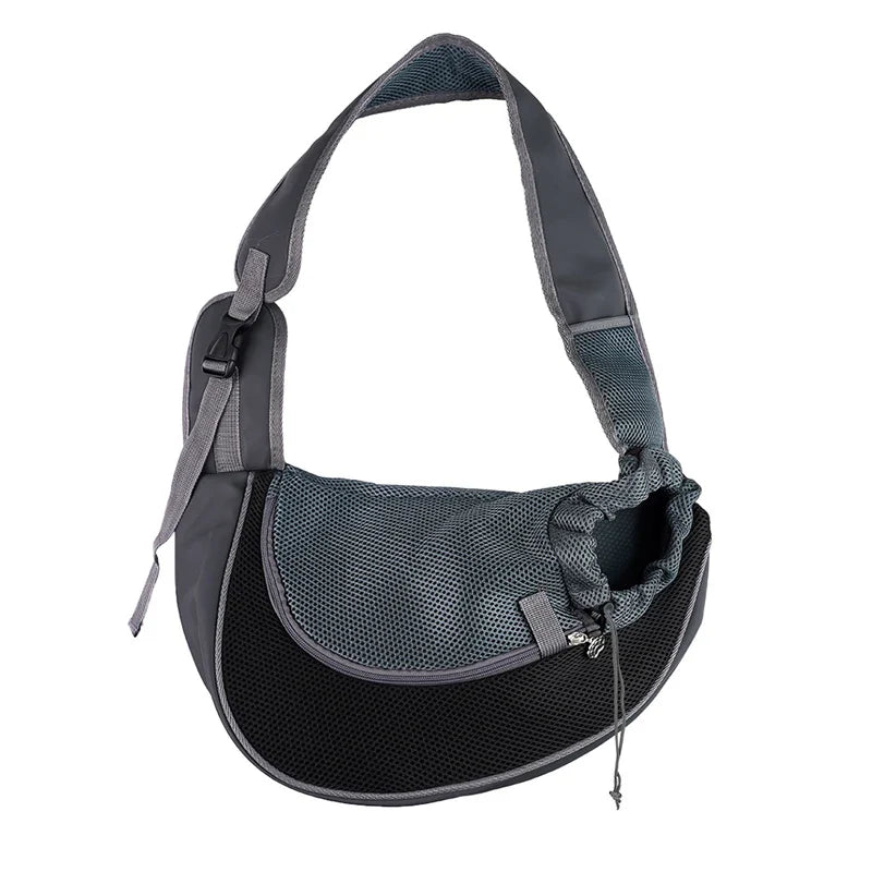 Pet Sling Carrier Shoulder Bag — Mesh Crossbody Travel Carrier for Small Dogs & Cats (S: up to 6.6 lb / 3 kg, L: up to 13.2 lb / 6 kg) black